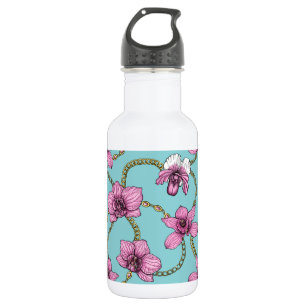 Bouteille D'eau Orchidées et chaînes, roses et bleues