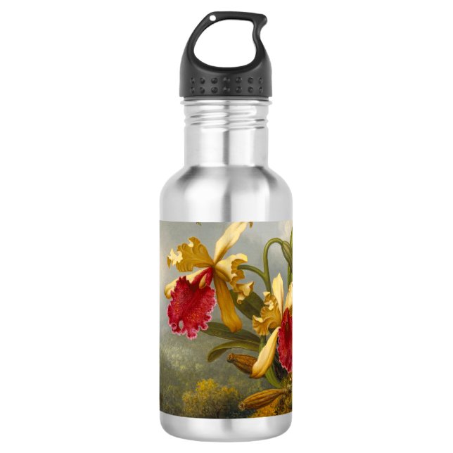 Bouteille D'eau Orchidées et colibri Heade (Devant)