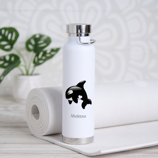 Bouteille D'eau Orque Baleine Nom Personnalisé (Yoga (pivoté))