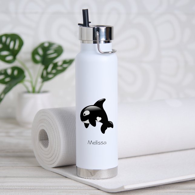 Bouteille D'eau Orque Baleine Nom Personnalisé (Yoga (pivotée))