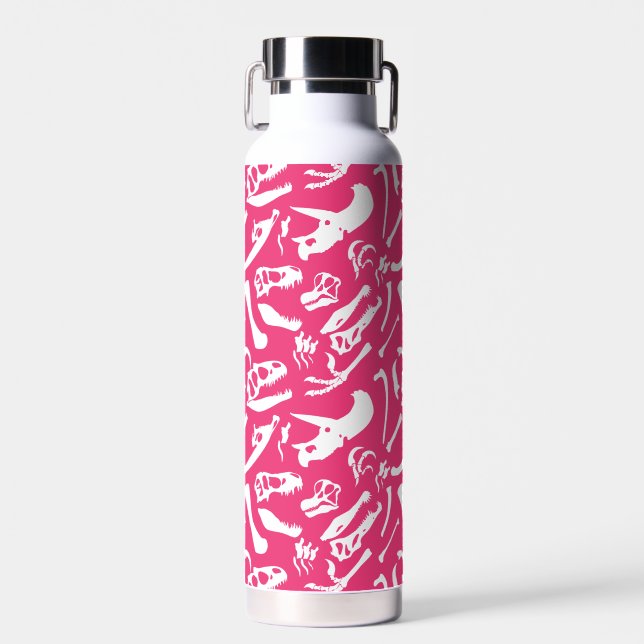 Bouteille D'eau Os de dinosaures (rose) (Avant)