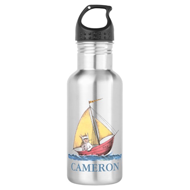 Bouteille D'eau Où sont les choses sauvages | Ajouter Votre Nom (Devant)