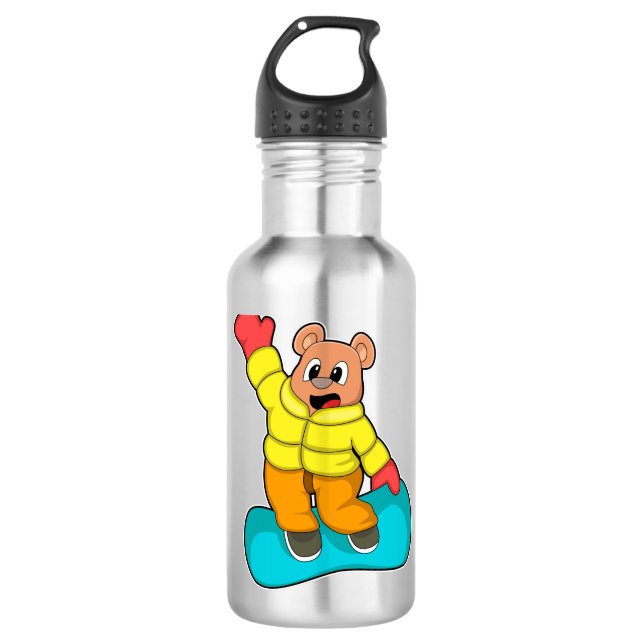 Bouteille D'eau Ours aux sports de snowboard (Devant)