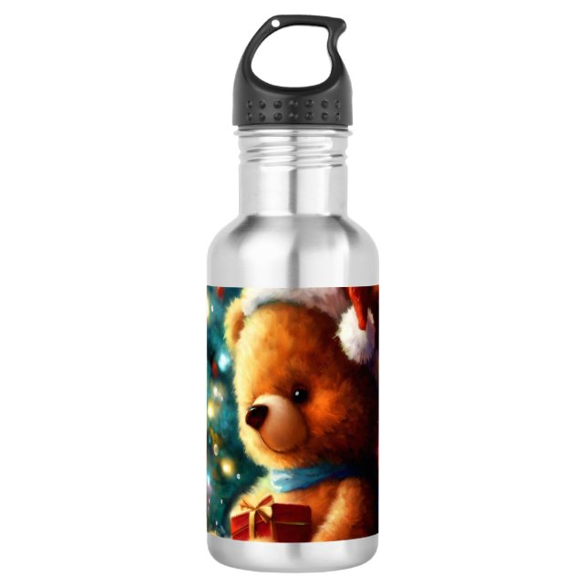 Bouteille D'eau Ours en peluche de Noël 3 (Devant)