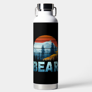 BOUTEILLE D'EAU OURS VINTAGE NATURE SAUVAGE FORET COUCHER DE SOLEI