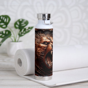 Bouteille D'eau Outil en cuir 3D avec grizzli imprimé