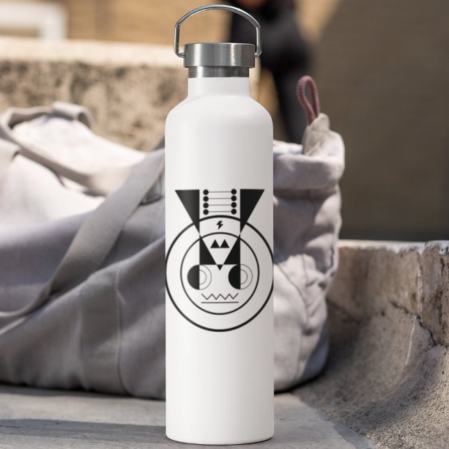 Bouteille D'eau Ox Zodiac - Design animal géométrique Ushi (Hydrate with purpose - Ushi zodiac bottle for strong, steady days)