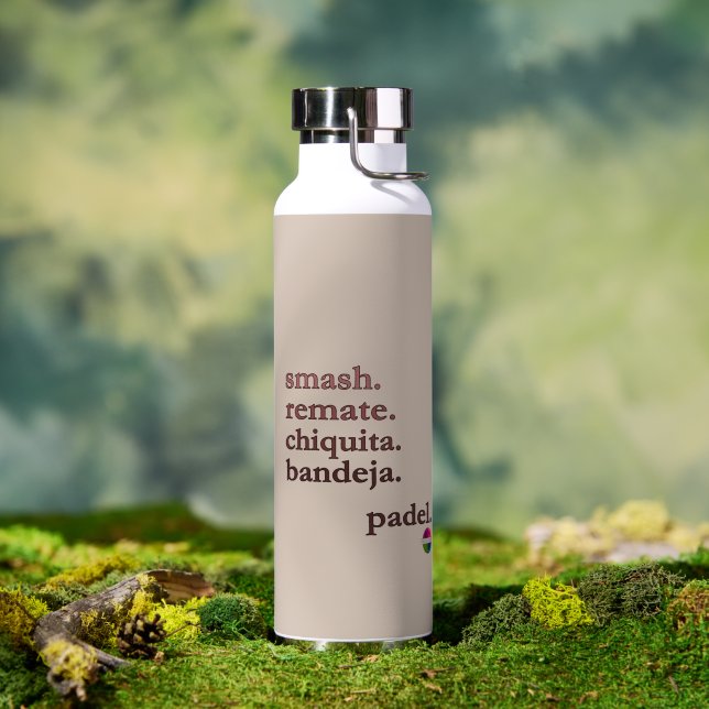 Bouteille D'eau Padel Water Bottle-Personalize Word Vibe Taupe (Extérieur (pivotée))