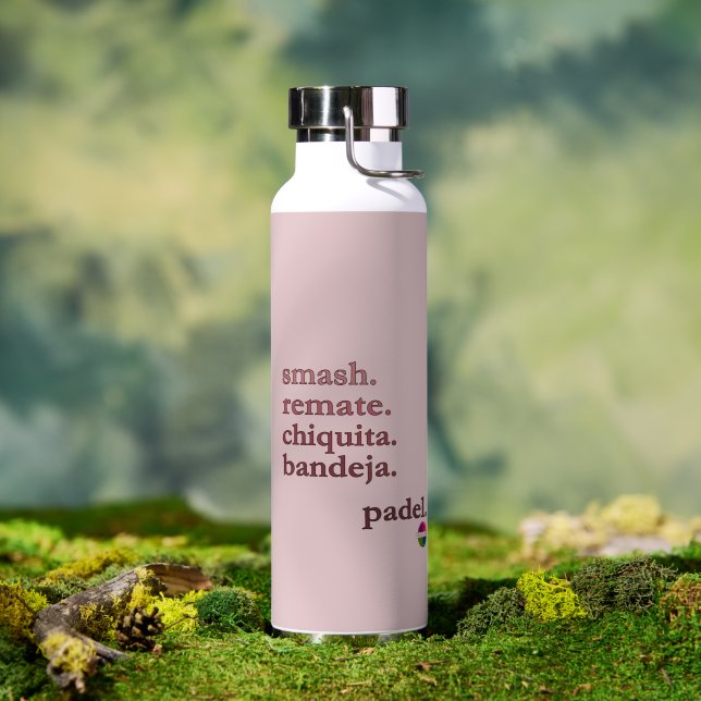 Bouteille D'eau Padel Water Bottle-Personalize WordVibe Dusty Rose (Extérieur (pivotée))