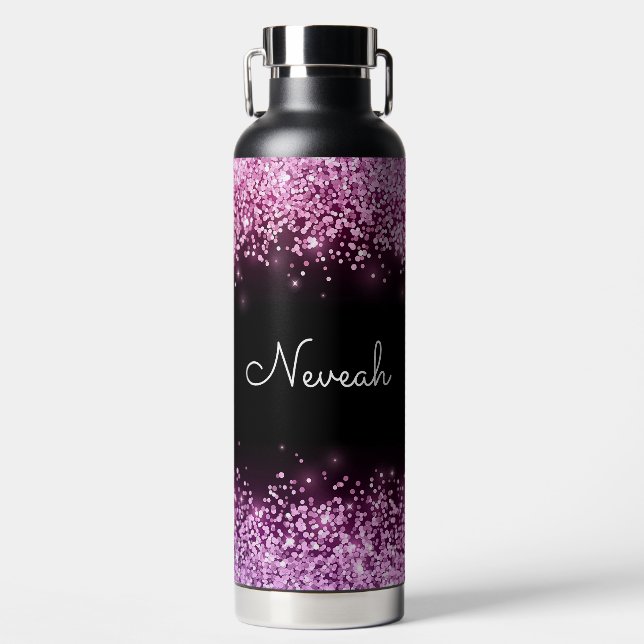 Bouteille D'eau Paillettes roses personnalisées (Avant)