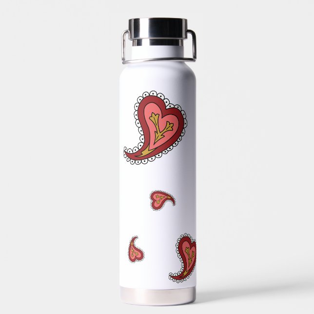 Bouteille D'eau Paisley Heart (Arrière)