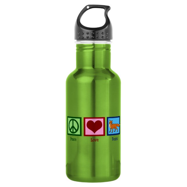 Bouteille D'eau Paix Amour Renards (Devant)