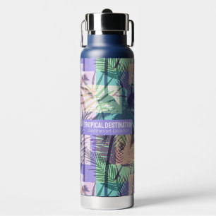 Bouteille D'eau Palm Trees Motif texte personnalisé