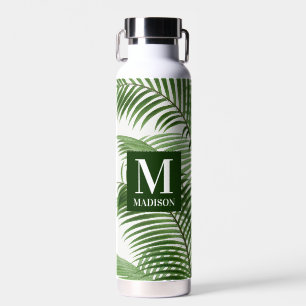 Bouteille D'eau Palmier vert tropical Monogramme
