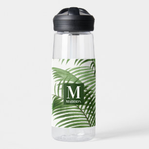 Bouteille D'eau Palmier vert tropical Monogramme