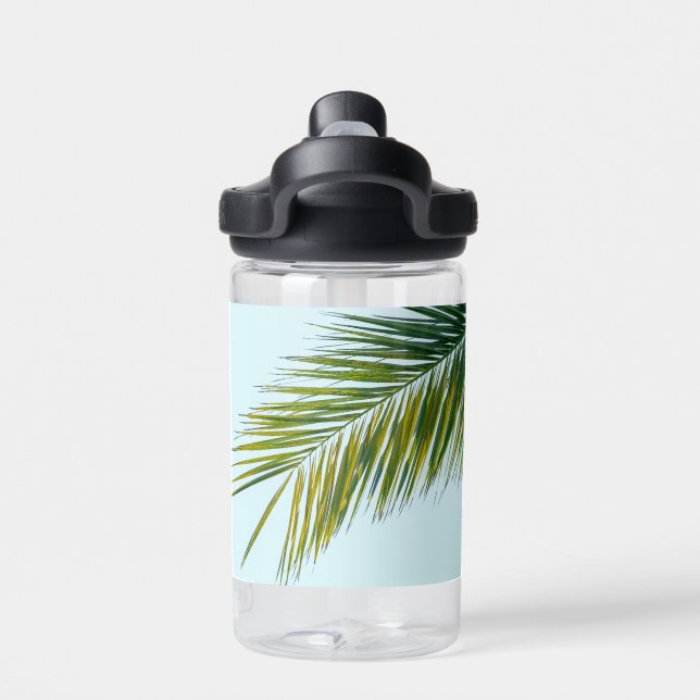 Bouteille D'eau Palmier Vert Tropical sur Fond Bleu Clair (Salle de sport)