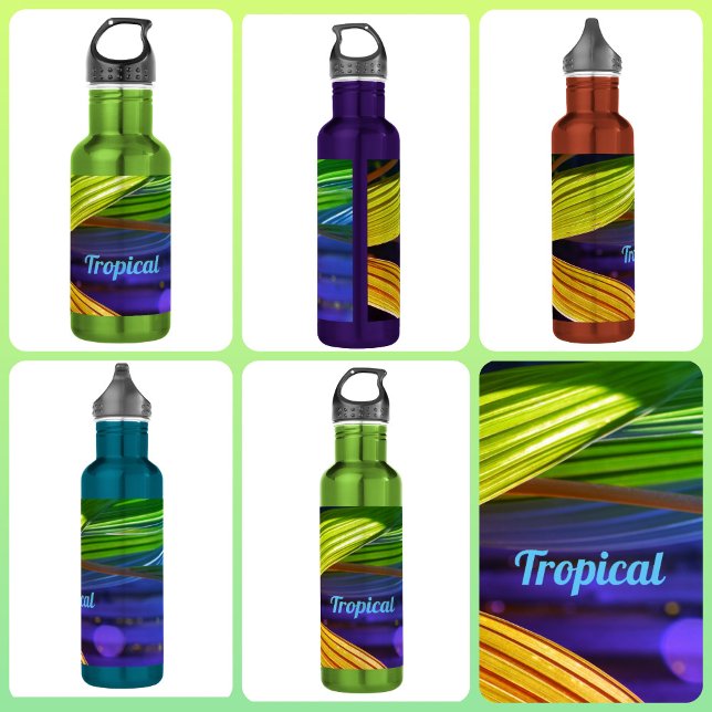 Bouteille D'eau Palmiers Tropicaux Multicolores Lumineux (Créateur téléchargé)