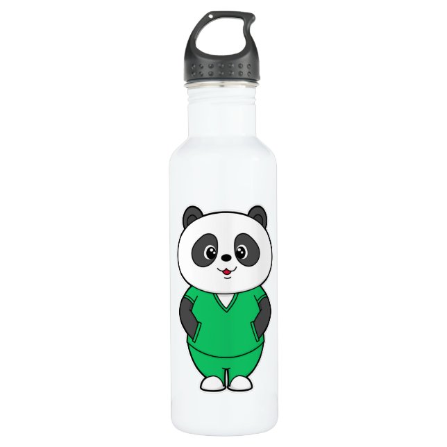 Bouteille D&#x27;eau Panda comme infirmière avec fumée (Devant)