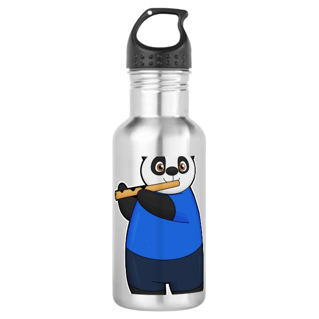 Bouteille D'eau Panda comme musicien avec Flûte (Devant)