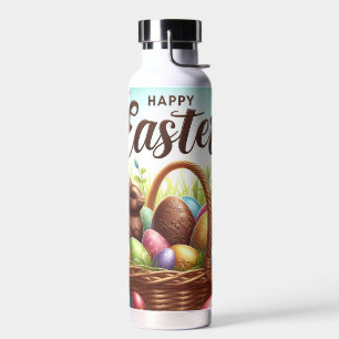 Bouteille D'eau Panier de Pâques coloré, Joyeux avec oeufs
