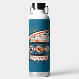 Bouteille D'eau Panneau d'Halloween Vintage rétros - Tricoter ou t