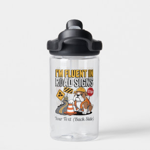 Bouteille D'eau Panneau routier drôle de bulldog de construction d