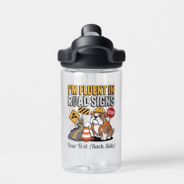 Bouteille D'eau Panneau routier drôle de bulldog de construction d (Salle de sport)