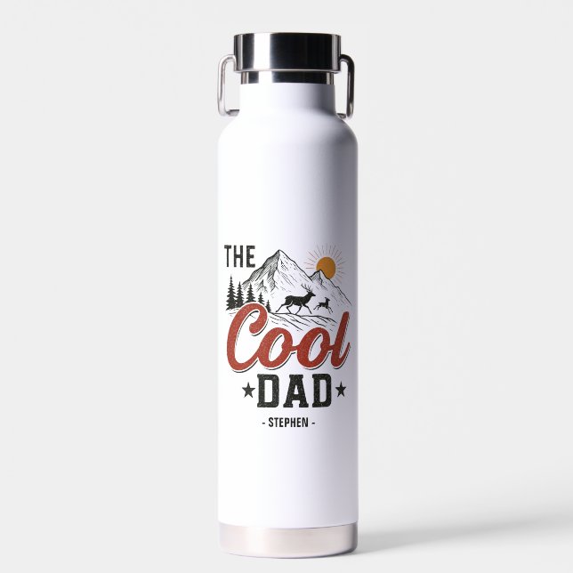 Bouteille D'eau Papa Cool - Rustic Mountain et Deer Design (Avant)