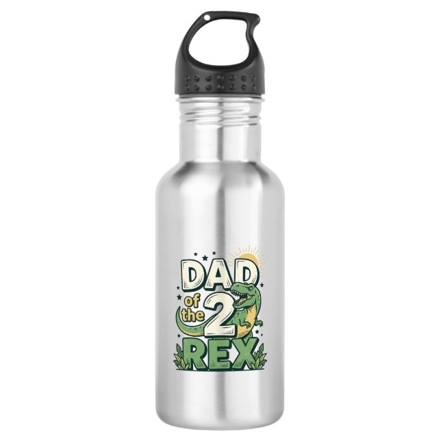 Bouteille D'eau Papa des 2 Rex T-shirt de conception de père de di (Devant)