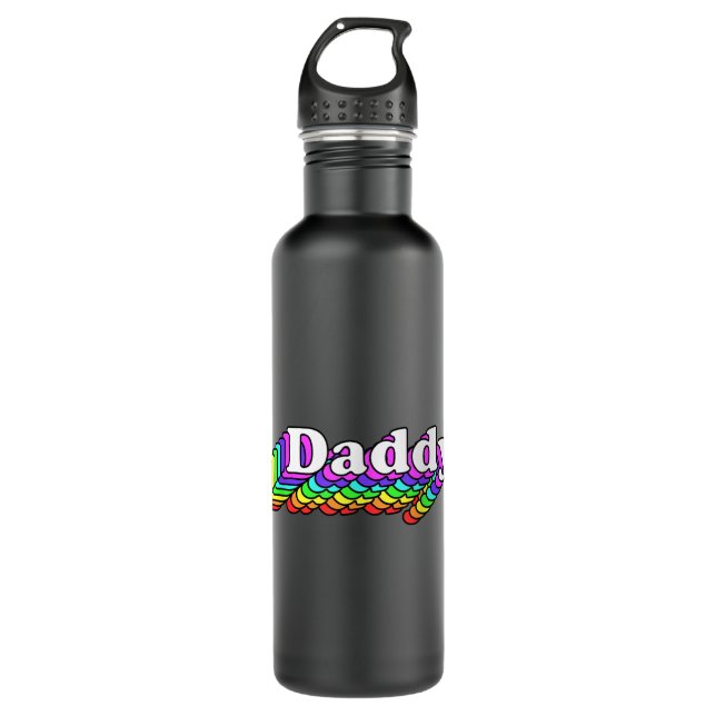Bouteille D'eau Papa, Gay Daddy Bear, Retro LGBT Rainbow, LGBTQ P (Devant)