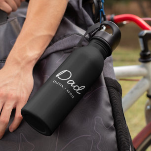 Bouteille D'eau Papa Moderne   Noms des Enfants Texte pour la Fête