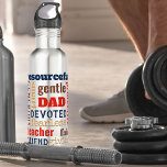 Bouteille D'eau Papa Mot de défense Typographie d'art Collage<br><div class="desc">Papa est au coeur de ces traits de caractère de l'homme de famille - et le modèle est mis en place pour vous de modifier ceci à Pop ou Pup si vous le souhaitez. (Malheureusement, il n'y a pas de place pour des orthographes plus longues). Ce design typographique comprend les...</div>