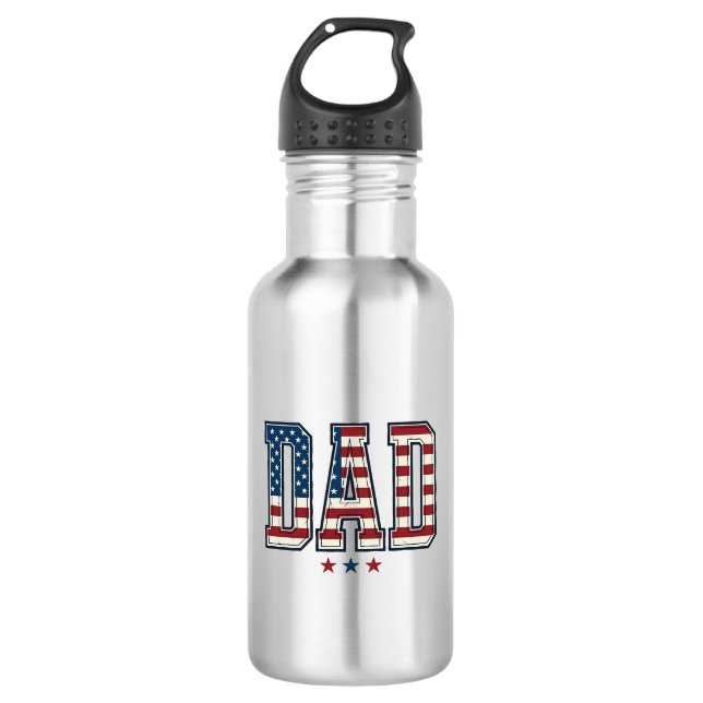 Bouteille D'eau Papa patriote Drapeau américain Design vectoriel v (Devant)