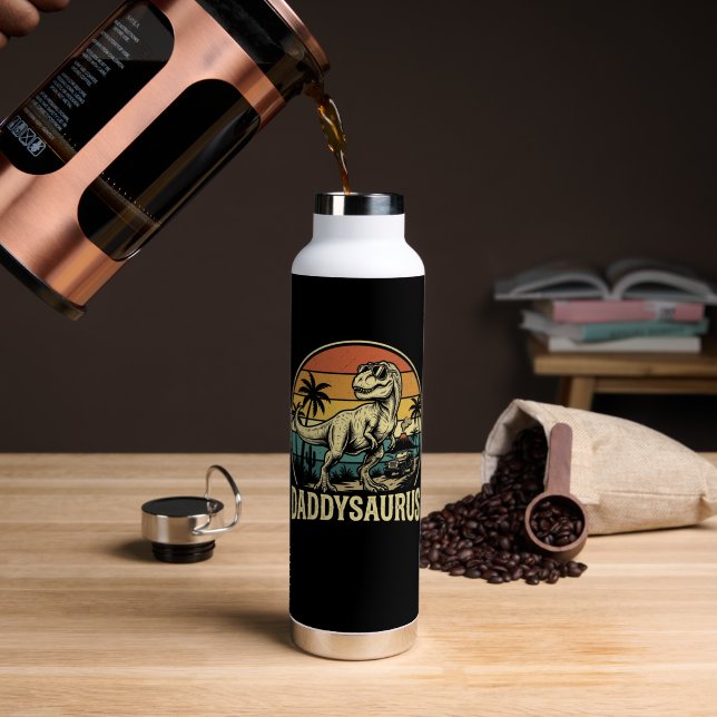 Bouteille D'eau Papa Trex Dinosaure Papasaurus Rétro Fête des Père (Café (pivoté))
