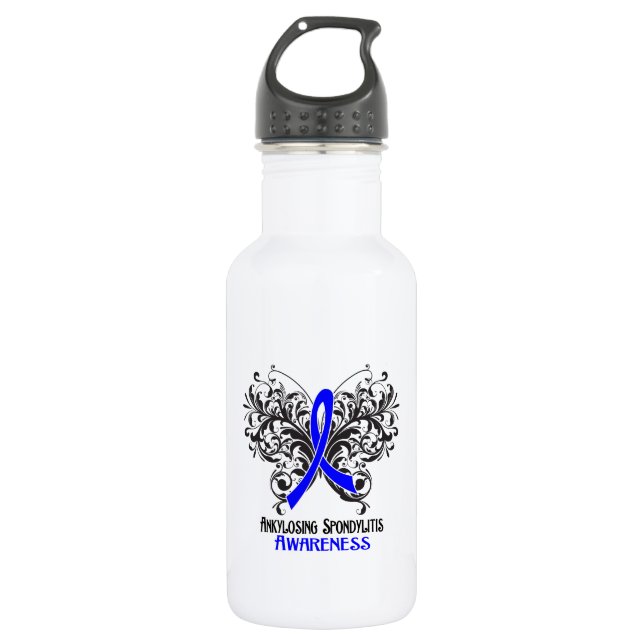 Bouteille D'eau Papillon de conscience de spondylarthrite (Devant)