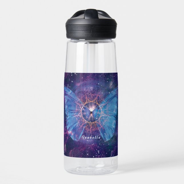 Bouteille D'eau Papillon morpho / Galaxie Mandala (Avant)