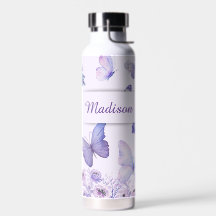 Papillons Aquarelle Fleurs Sauvages Jardin Lilas