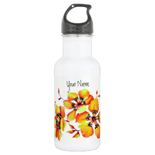 Bouteille D'eau Papillons arc-en-ciel avec aquarelle Fleur élégant