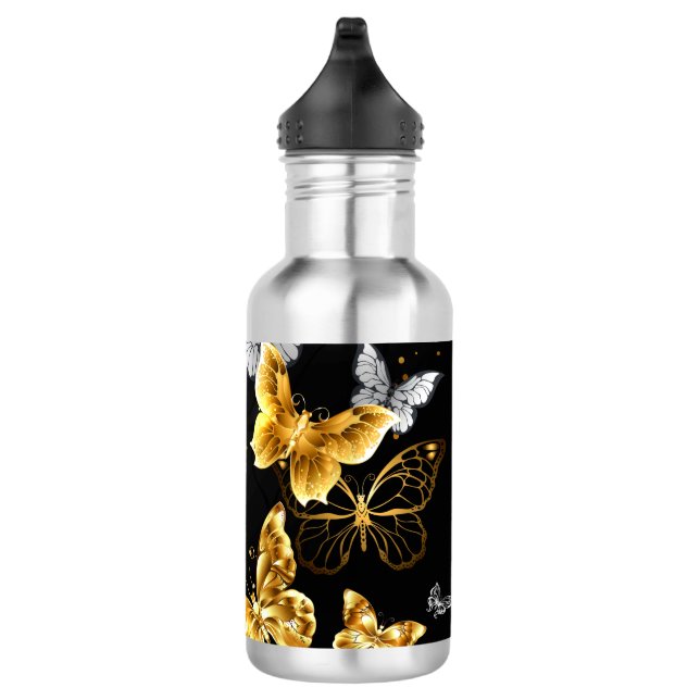 Bouteille D'eau Papillons blancs et dorés (Droite)
