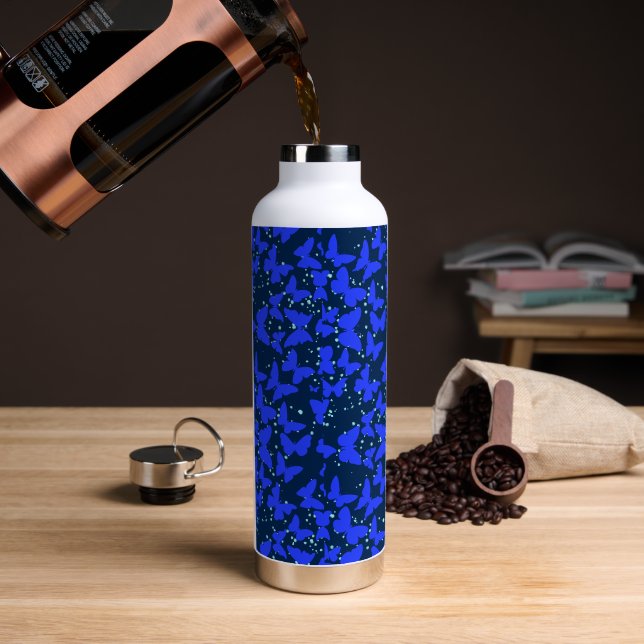 Bouteille D'eau Papillons bleus Motif C01.b Dblue BG (Café)
