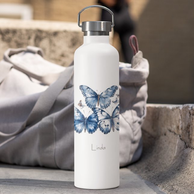 Bouteille D'eau Papillons dans Delft Blue, personnalisable (Créateur téléchargé)