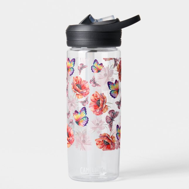 Bouteille D'eau Papillons et fleurs de pavot (Gauche)