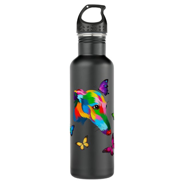 Bouteille D'eau papillons gris colorés Greyhound (Devant)