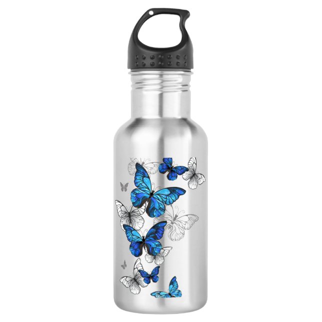 Bouteille D'eau Papillons volants bleus Morpho (Devant)