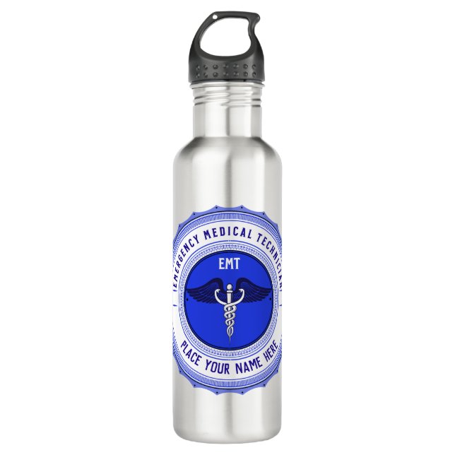 Bouteille D'eau Paramedics EMT personnalisés Caduceus (Devant)