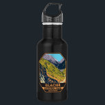 Bouteille D'eau Parc national des Glaciers Aller au chemin Sun<br><div class="desc">Design vectoriel de Glacier Park. Le parc est une zone sauvage située dans les Rocheuses du Montana,  avec des pics et des vallées sculptés par des glaciers qui s'étendent jusqu'à la frontière canadienne.</div>