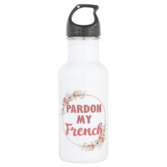 Bouteille D'eau Pardon Mon Français - Drôle Français (Devant)