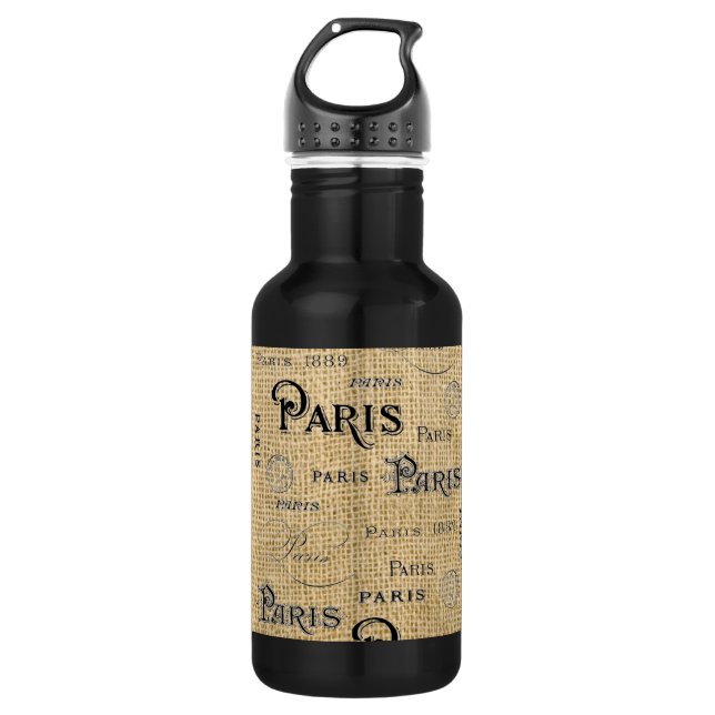 Bouteille D'eau Paris sur Burlap (Devant)