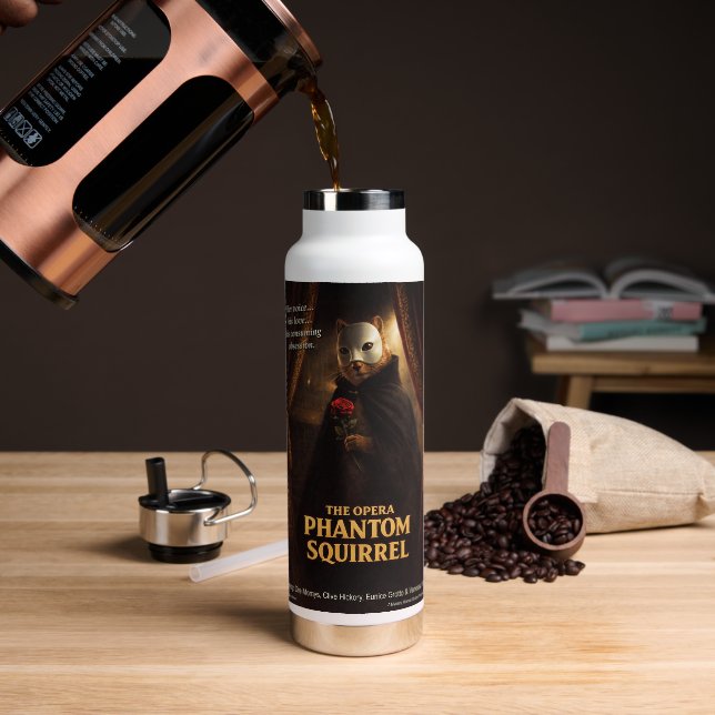 Bouteille D'eau Parodie de l'Opéra Fantôme Écureuil (Café (pivotée))