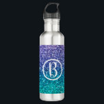 Bouteille D'eau Partie scintillante d'Aqua de vert pourpre et<br><div class="desc">Bouteille d'eau.</div>